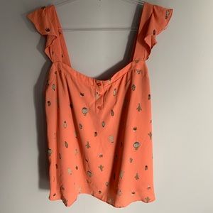 Torrid Coral Cactus Ruffle Crepe Tank Plus Size 3